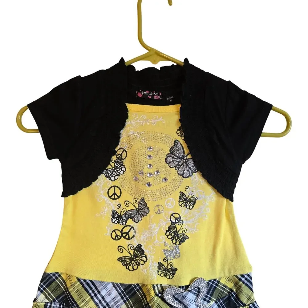 Y2k Tempted girls plaid butterfly dress size girls 5